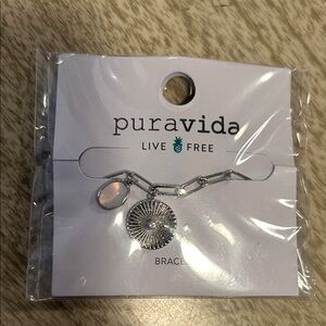 Pura Vida Silver Bracelet with Sunburst Charm